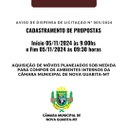 AVISO DE DISPENSA Nº 005/2024 - AQUISIÇÃO DE MÓVEIS PLANEJADOS SOB MEDIDA PARA COMPOR OS AMBIENTES INTERNOS DA CÂMARA MUNICIPAL DE NOVA GUARITA-MT