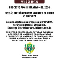 REGISTRO DE PREÇOS PARA FUTURA E EVENTUAL AQUISIÇÃO DE MATERIAIS E EQUIPAMENTOS PERMANENTES E MATERIAIS DE CONSUMO